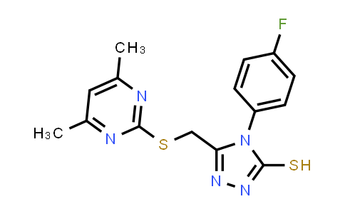 CAS No. 887205-52-9, 5-(((4,6-Dimethylpyrimidin-2-yl)thio)methyl)-4-(4-fluorophenyl)-4H-1,2,4-triazole-3-thiol