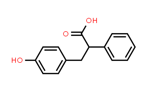 CAS No. 89-23-6, 3-(4-Hydroxyphenyl)-2-phenylpropanoic acid