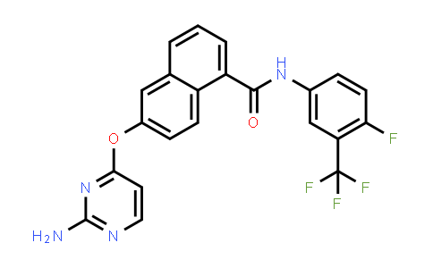 CAS No. 890128-04-8, 1-Naphthalenecarboxamide, 6-[(2-amino-4-pyrimidinyl)oxy]-N-[4-fluoro-3-(trifluoromethyl)phenyl]-