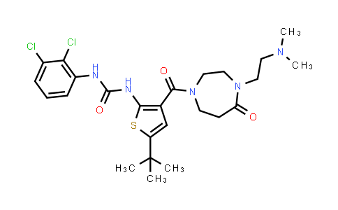 890924-06-8 | Urea, N-(2,3-dichlorophenyl)-N'-[3-[[4-[2-(dimethylamino)ethyl]hexahydro-5-oxo-1H-1,4-diazepin-1-yl]carbonyl]-5-(1,1-dimethylethyl)-2-thienyl]-