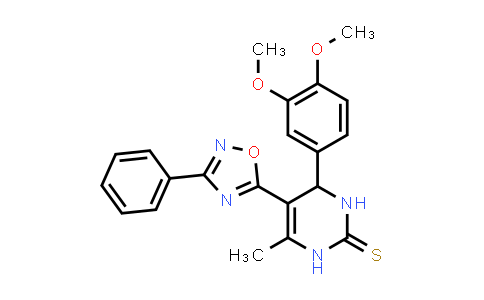 CAS No. 892301-74-5, 4-(3,4-Dimethoxyphenyl)-6-methyl-5-(3-phenyl-1,2,4-oxadiazol-5-yl)-3,4-dihydropyrimidine-2(1H)-thione