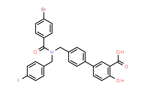 CAS No. 892861-04-0, [1,1'-Biphenyl]-3-carboxylic acid, 4'-[[(4-bromobenzoyl)[(4-fluorophenyl)methyl]amino]methyl]-4-hydroxy-
