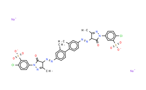 MC578572 | 89923-60-4 | 3,3'-(2,2'-dimethyl1,1'-biphenyl-4,4'-diyl)bisazo(4,5-dihydro-3-methyl-5-oxo-1H-pyrazole-4,1-diyl)bis4-chlorobenzene sulphonate (sodium salt)