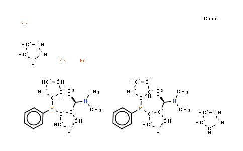 CAS No. 899811-43-9, 1,1'-Bis{1-[(S)-ferrocenyl-2-(R)-ethyl-1-(dimethylamino)phenyl]-(S)-phosphino}ferrocene
