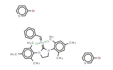 CAS No. 900169-53-1, Dichloro[1,3-bis(2,4,6-trimethylphenyl)-2-imidazolidinylidene](benzylidene)bis(3-bromopyridine)ruthenium(II)
