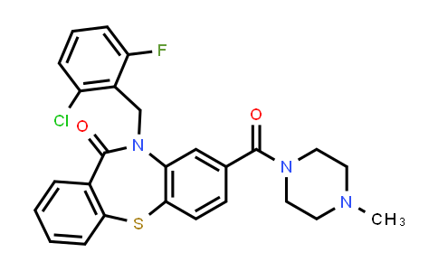 CAS No. 901031-43-4, 10-(2-Chloro-6-fluorobenzyl)-8-(4-methylpiperazine-1-carbonyl)dibenzo[b,f][1,4]thiazepin-11(10H)-one