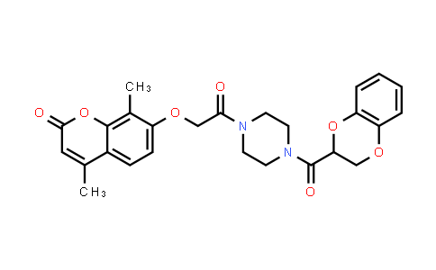 CAS No. 904007-01-8, 7-(2-(4-(2,3-Dihydrobenzo[b][1,4]dioxine-2-carbonyl)piperazin-1-yl)-2-oxoethoxy)-4,8-dimethyl-2H-chromen-2-one