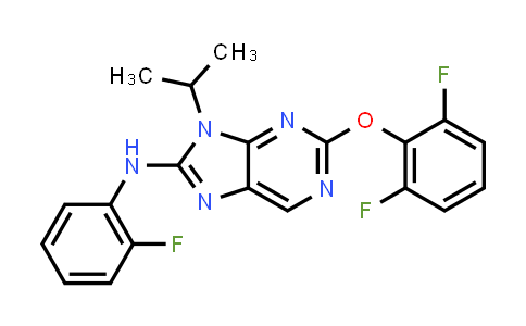 CAS No. 904914-13-2, 9H-Purin-8-amine, 2-(2,6-difluorophenoxy)-N-(2-fluorophenyl)-9-(1-methylethyl)-