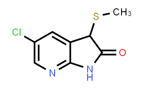CAS No. 905092-58-2, 2H-Pyrrolo[2,3-b]pyridin-2-one, 5-chloro-1,3-dihydro-3-(methylthio)-