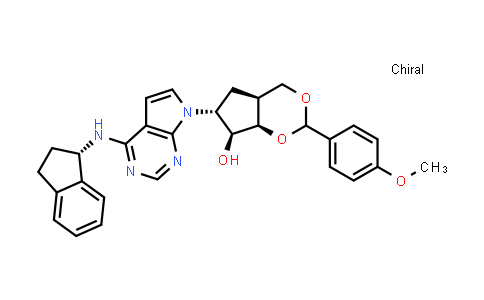 CAS No. 905580-87-2, (4aS,6R,7S,7aR)-6-(4-((S)-2,3-dihydro-1H-inden-1-ylamino)-7H-pyrrolo[2,3-d]pyrimidin-7-yl)-2-(4-methoxyphenyl)hexahydrocyclopenta[d][1,3]dioxin-7-ol