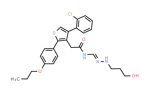 CAS No. 905838-55-3, 3-Thiopheneacetamide, 4-(2-chlorophenyl)-N-[[(3-hydroxypropyl)amino]iminomethyl]-2-(4-propoxyphenyl)-