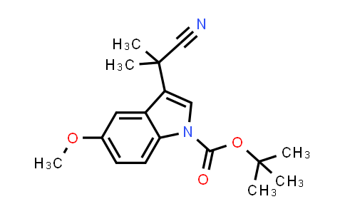 CAS No. 907602-77-1, 1H-Indole-1-carboxylic acid, 3-(1-cyano-1-methylethyl)-5-methoxy-, 1,1-dimethylethyl ester