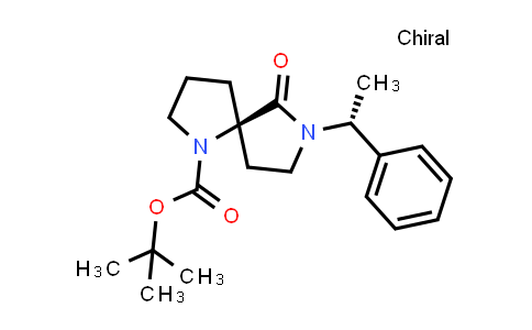 CAS No. 908264-52-8, 1,7-Diazaspiro[4.4]nonane-1-carboxylic acid, 6-oxo-7-[(1R)-1-phenylethyl]-, 1,1-dimethylethyl ester, (5R)-