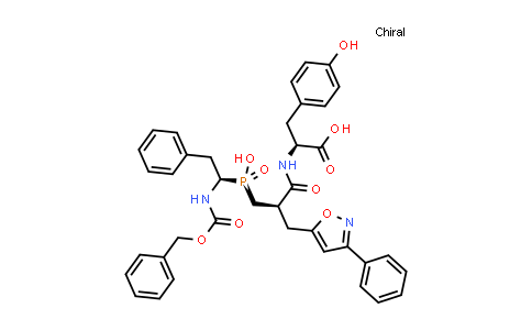 CAS No. 908607-46-5, 11-Oxa-3,9-diaza-7-phosphadodecanoic acid, 7-hydroxy-2-[(4-hydroxyphenyl)methyl]-4,10-dioxo-12-phenyl-5-[(3-phenyl-5-isoxazolyl)methyl]-8-(phenylmethyl)-, 7-oxide, (2S,5R,8R)-