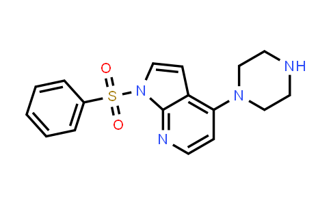 CAS No. 909418-92-4, 1H-Pyrrolo[2,3-b]pyridine, 1-(phenylsulfonyl)-4-(1-piperazinyl)-