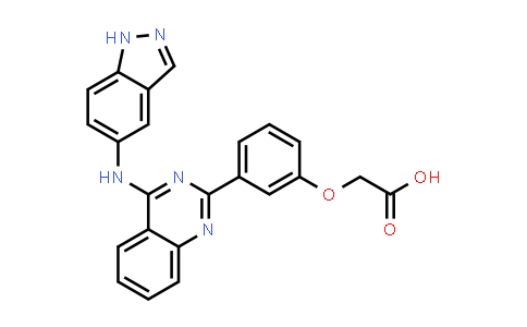 CAS No. 911417-62-4, 2-(3-(4-((1H-indazol-5-yl)amino)quinazolin-2-yl)phenoxy)acetic acid