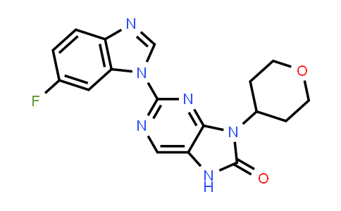 CAS No. 911825-28-0, 8H-Purin-8-one, 2-(6-fluoro-1H-benzimidazol-1-yl)-7,9-dihydro-9-(tetrahydro-2H-pyran-4-yl)-
