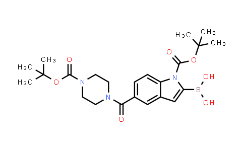 CAS No. 913388-55-3, 1H-Indole-1-carboxylic acid, 2-borono-5-[[4-[(1,1-dimethylethoxy)carbonyl]-1-piperazinyl]carbonyl]-, 1-(1,1-dimethylethyl) ester