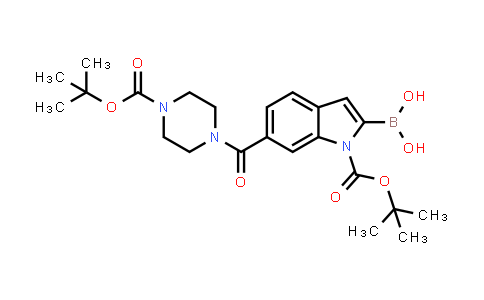 CAS No. 913388-59-7, 1H-Indole-1-carboxylic acid, 2-borono-6-[[4-[(1,1-dimethylethoxy)carbonyl]-1-piperazinyl]carbonyl]-, 1-(1,1-dimethylethyl) ester