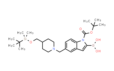 CAS No. 913388-71-3, 1H-Indole-1-carboxylic acid, 2-borono-5-[[4-[[[(1,1-dimethylethyl)dimethylsilyl]oxy]methyl]-1-piperidinyl]methyl]-, 1-(1,1-dimethylethyl) ester
