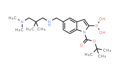 CAS No. 913388-72-4, 1H-Indole-1-carboxylic acid, 2-borono-5-[[[3-(dimethylamino)-2,2-dimethylpropyl]amino]methyl]-, 1-(1,1-dimethylethyl) ester