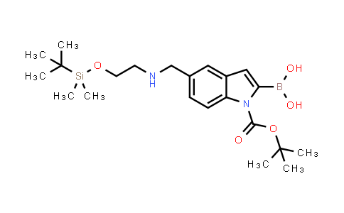 CAS No. 913388-73-5, 1H-Indole-1-carboxylic acid, 2-borono-5-[[[2-[[(1,1-dimethylethyl)dimethylsilyl]oxy]ethyl]amino]methyl]-, 1-(1,1-dimethylethyl) ester