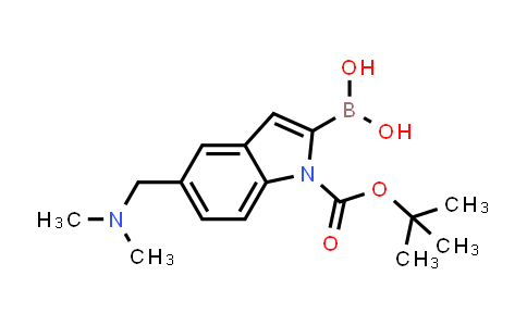 CAS No. 913388-74-6, 1H-Indole-1-carboxylic acid, 2-borono-5-[(dimethylamino)methyl]-, 1-(1,1-dimethylethyl) ester