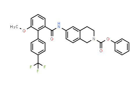 CAS No. 913541-47-6, 2(1H)-Isoquinolinecarboxylic acid, 3,4-dihydro-6-[[[6-methoxy-4'-(trifluoromethyl)[1,1'-biphenyl]-2-yl]carbonyl]amino]-, phenyl ester