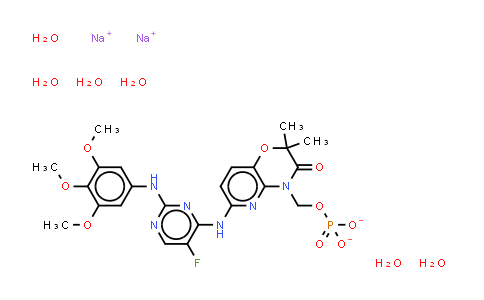 914295-16-2 | 6-[[5-氟-2-[(3,4,5-三甲氧基苯基)氨基]-4-嘧啶基]氨基]-2,2-二甲基-4-[(磷酰氧)甲基]-2H-吡啶并[3,2-b]-1,4-恶嗪-3(4H)-酮二钠盐六水合物