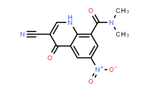 CAS No. 915369-17-4, 8-Quinolinecarboxamide, 3-cyano-1,4-dihydro-N,N-dimethyl-6-nitro-4-oxo-