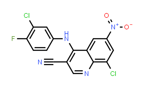 CAS No. 915369-47-0, 8-Chloro-4-((3-chloro-4-fluorophenyl)amino)-6-nitroquinoline-3-carbonitrile