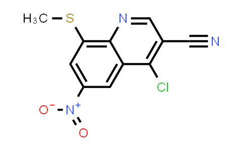 CAS No. 915369-95-8, 3-Quinolinecarbonitrile, 4-chloro-8-(methylthio)-6-nitro-