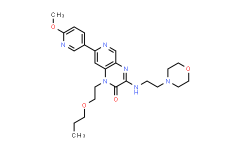 MC579706 | 915396-72-4 | Pyrido[3,4-b]pyrazin-2(1H)-one, 7-(6-methoxy-3-pyridinyl)-3-[[2-(4-morpholinyl)ethyl]amino]-1-(2-propoxyethyl)-
