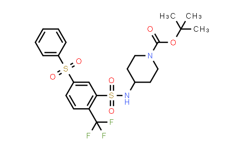 MC579720 | 915759-44-3 | 1-Piperidinecarboxylic acid, 4-[[[5-(phenylsulfonyl)-2-(trifluoromethyl)phenyl]sulfonyl]amino]-, 1,1-dimethylethyl ester