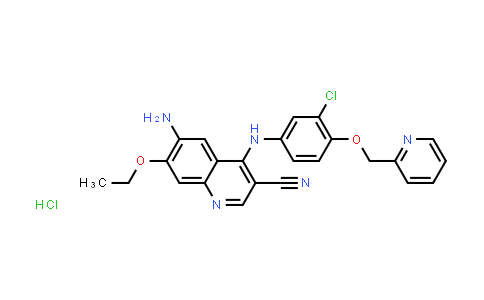 CAS No. 915942-01-7, 6-Amino-4-((3-chloro-4-(pyridin-2-ylmethoxy)phenyl)amino)-7-ethoxyquinoline-3-carbonitrile (Hydrochloride)