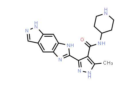 CAS No. 917101-38-3, 1H-Pyrazole-4-carboxamide, 3-(1,7-dihydroimidazo[4,5-f]indazol-6-yl)-5-methyl-N-4-piperidinyl-