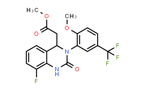CAS No. 917389-21-0, Methyl 2-(8-fluoro-3-(2-methoxy-5-(trifluoromethyl)phenyl)-2-oxo-1,2,3,4-tetrahydroquinazolin-4-yl)acetate
