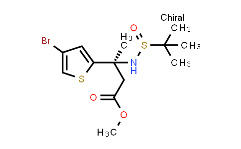 CAS No. 917777-02-7, 2-Thiophenepropanoic acid, 4-bromo-β-[[(R)-(1,1-dimethylethyl)sulfinyl]amino]-β-methyl-, methyl ester, (βS)-