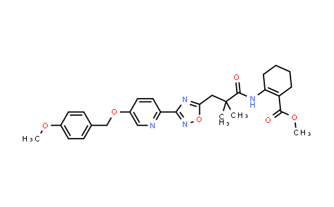 MC579893 | 917911-03-6 | Methyl 2-(3-(3-(5-((4-methoxybenzyl)oxy)pyridin-2-yl)-1,2,4-oxadiazol-5-yl)-2,2-dimethylpropanamido)cyclohex-1-enecarboxylate