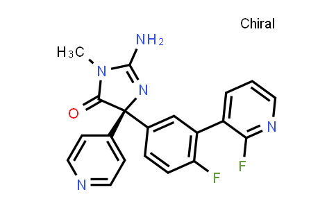 CAS No. 918541-86-3, 4H-Imidazol-4-one, 2-amino-5-[4-fluoro-3-(2-fluoro-3-pyridinyl)phenyl]-3,5-dihydro-3-methyl-5-(4-pyridinyl)-, (5S)-