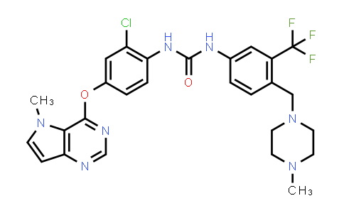 CAS No. 919279-45-1, Urea, N-[2-chloro-4-[(5-methyl-5H-pyrrolo[3,2-d]pyrimidin-4-yl)oxy]phenyl]-N'-[4-[(4-methyl-1-piperazinyl)methyl]-3-(trifluoromethyl)phenyl]-