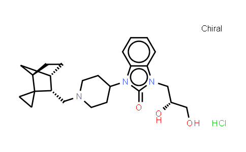 CAS No. 919482-16-9, 2H-Benzimidazol-2-one, 1-[(2R)-2,3-dihydroxypropyl]-1,3-dihydro-3-[1-[(1R,3S,4S)-spiro[bicyclo[2.2.1]heptane-2,1'-cyclopropan]-3-ylmethyl]-4-piperidinyl]-, (Hydrochloride) (1:1)