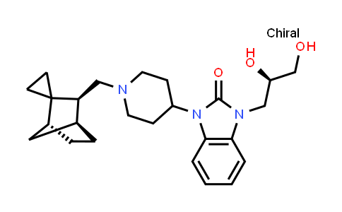 CAS No. 919482-44-3, 2H-Benzimidazol-2-one, 1-[(2R)-2,3-dihydroxypropyl]-1,3-dihydro-3-[1-[(1R,3S,4S)-spiro[bicyclo[2.2.1]heptane-2,1'-cyclopropan]-3-ylmethyl]-4-piperidinyl]-