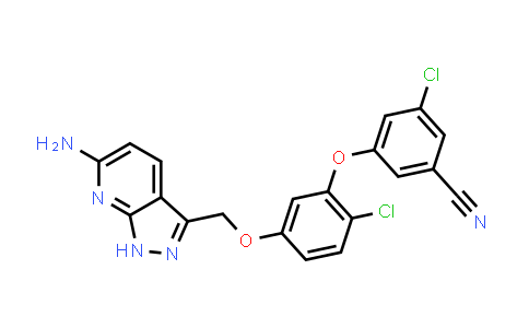 CAS No. 920035-77-4, 3-(5-((6-Amino-1H-pyrazolo[3,4-b]pyridin-3-yl)methoxy)-2-chlorophenoxy)-5-chlorobenzonitrile