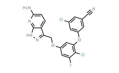 CAS No. 920035-90-1, Benzonitrile, 3-[5-[(6-amino-1H-pyrazolo[3,4-b]pyridin-3-yl)methoxy]-2-chloro-3-fluorophenoxy]-5-chloro-