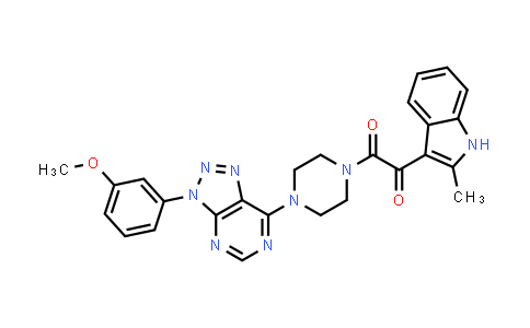 CAS No. 920184-98-1, 1-(4-(3-(3-Methoxyphenyl)-3H-[1,2,3]triazolo[4,5-d]pyrimidin-7-yl)piperazin-1-yl)-2-(2-methyl-1H-indol-3-yl)ethane-1,2-dione