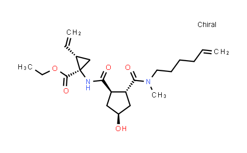 922727-93-3 | Cyclopropanecarboxylic acid, 2-ethenyl-1-[[[(1R,2R,4S)-2-[(5-hexen-1-ylmethylamino)carbonyl]-4-hydroxycyclopentyl]carbonyl]amino]-, ethyl ester, (1R,2S)-