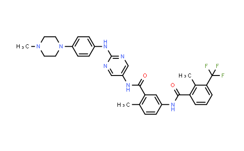 CAS No. 925897-25-2, Benzamide, 2-methyl-N-[4-methyl-3-[[[2-[[4-(4-methyl-1-piperazinyl)phenyl]amino]-5-pyrimidinyl]amino]carbonyl]phenyl]-3-(trifluoromethyl)-