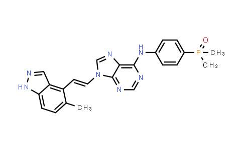 CAS No. 926922-39-6, 9H-Purin-6-amine, N-[4-(dimethylphosphinyl)phenyl]-9-[(1E)-2-(5-methyl-1H-indazol-4-yl)ethenyl]-