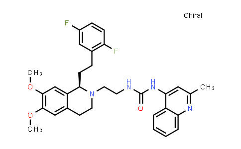 MC580554 | 928209-11-4 | Urea, N-[2-[(1R)-1-[2-(2,5-difluorophenyl)ethyl]-3,4-dihydro-6,7-dimethoxy-2(1H)-isoquinolinyl]ethyl]-N'-(2-methyl-4-quinolinyl)-